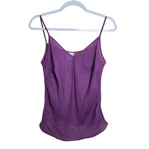 Purple 100% Silk Cami Size 10 V Neck Sheer Elevated Basic Capsule Layer